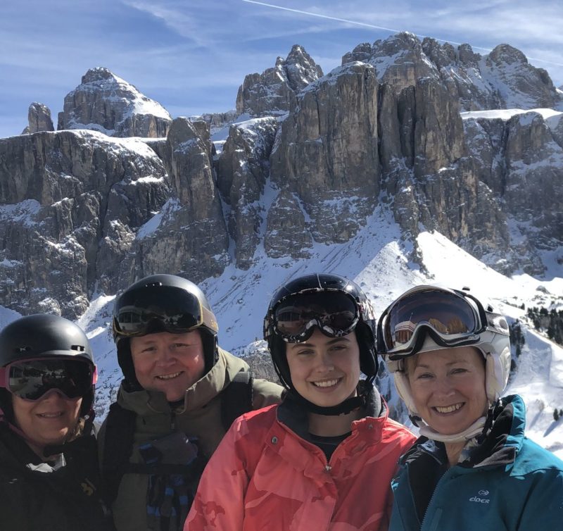 Jill Helm & family skiing in the Dolomites