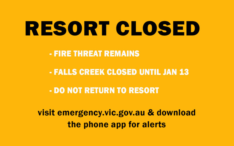 Falls Creek, Australia, closed by threat of bushfires