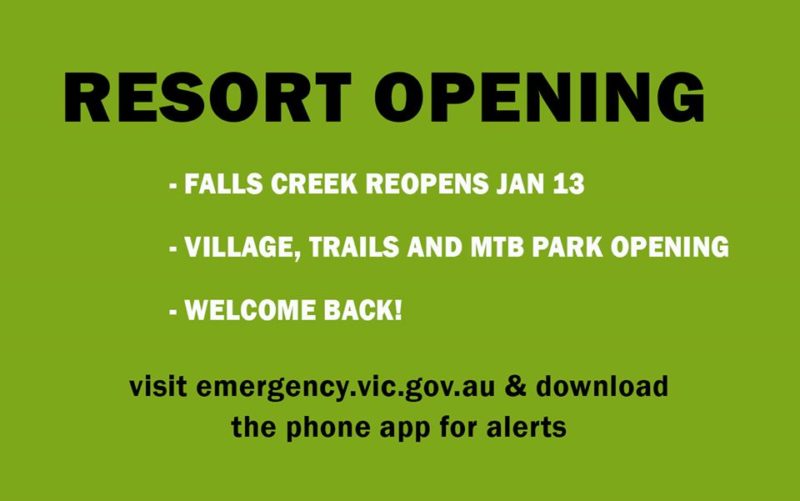 Falls Creek, Victoria, reopens after bushfire threat