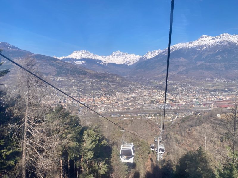 View from Cable car goiong up to Pila, Aosta valley