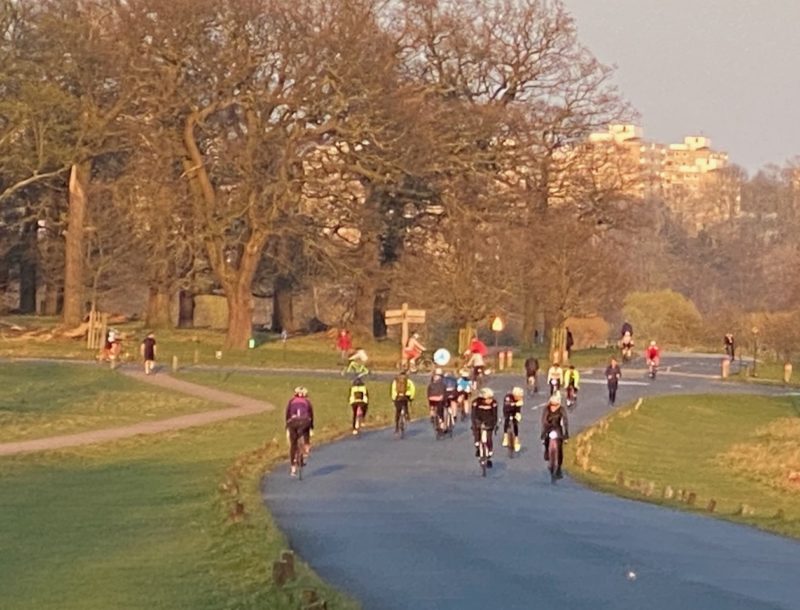 Cycling in Richmond Park, London, Friday 27th March