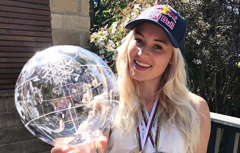 Katie Ormerod with her Crystal Globe & medals 2020