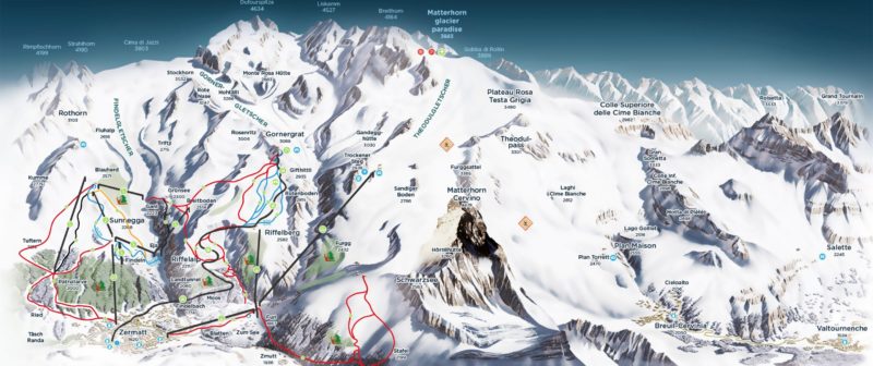 Piste map of Zermatt, Switzerland